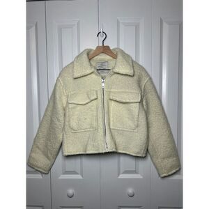 Love For Humanity Black Label Boucle Sherpa Crop Jacket Cream Size Small